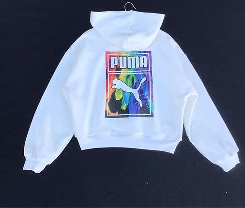 puma ekru crop sweatshırt