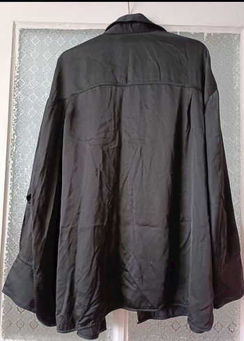Zara Siyah Düğmeli Midi Keten Gömlek