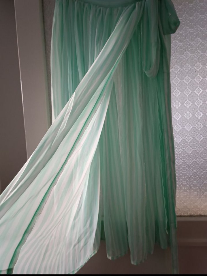 Büzgülü Uzun şifon pareo - Pastel Yeşil - Görsel 2