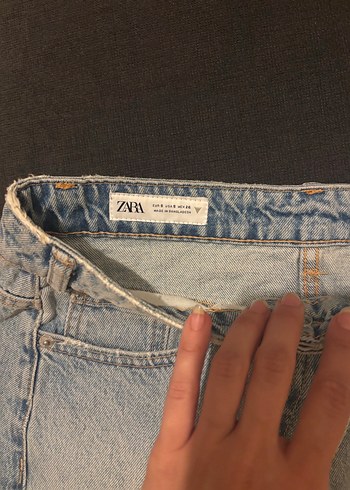 Zara Gri Baskılı Mini Kot Etek Zara