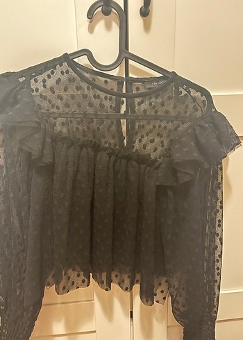 Siyah Fırfırlı Gotik Bluz