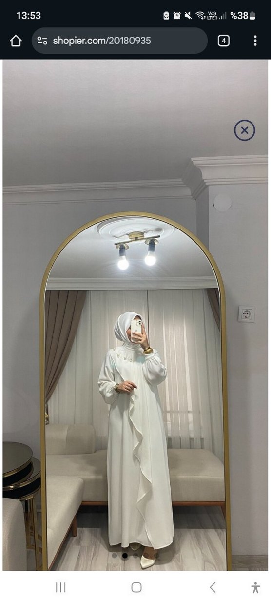 Beyaz Kadın Uzun Kollu mevlit elbisesi - Görsel 4