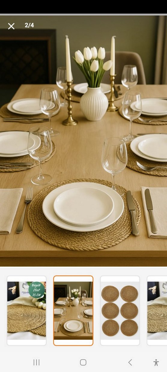 35 cm Bohem Hasır El Yapımı Amerikan Servis - Görsel 3