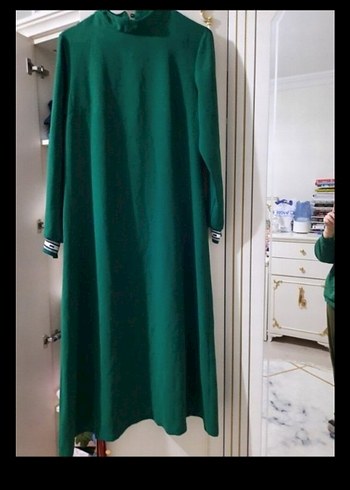 Kadın Haki Uzun Kollu Yüksek Yakalı Elbise tunik - Görsel 2