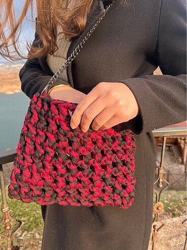 Bordo/Siyah metal askılı medium veronica