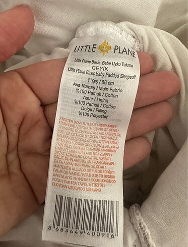 9-12 Ay Beden Little Plane bebek uyku tulumu
