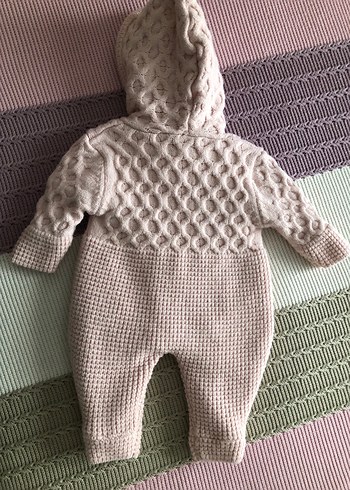 Kapüşonlu Pembe Örgü Bebek Tulumu - Görsel 2