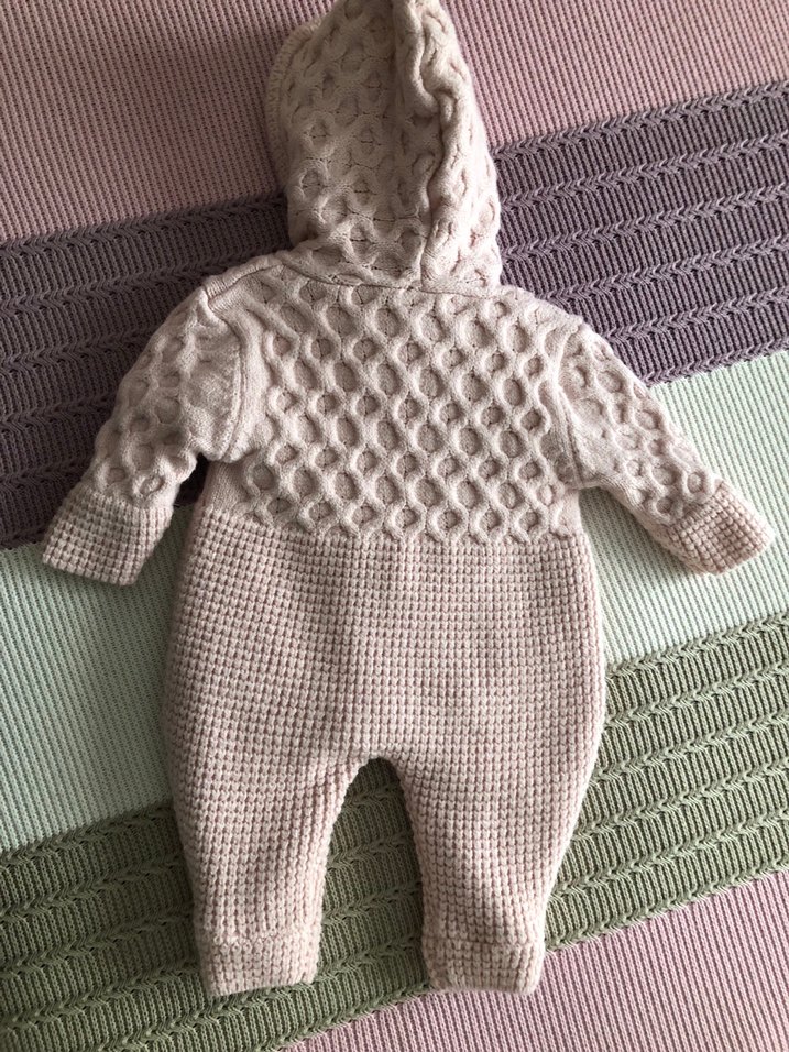 Kapüşonlu Pembe Örgü Bebek Tulumu - Görsel 2