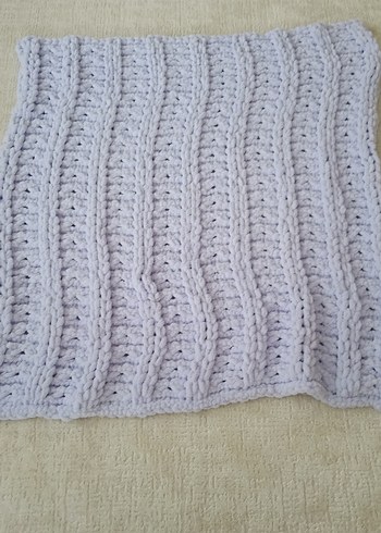 lila  Örgü Bebek Battaniyesi - Görsel 2