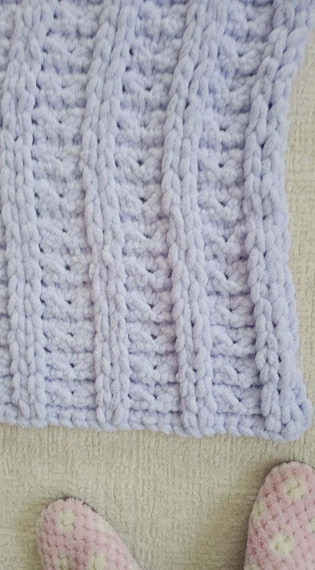 lila  Örgü Bebek Battaniyesi - Görsel 4