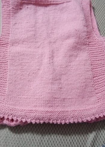 Kız Çocuk Pembe Örgü Kolsuz Yelek - Görsel 3