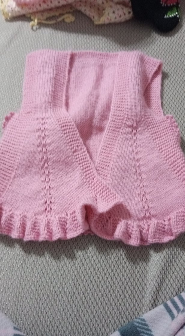 Kız Çocuk Pembe Örgü Kolsuz Yelek - Görsel 4