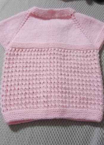 Kız Çocuk Pembe Kısa Kollu Örgü Hırka - Görsel 3