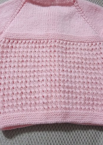 Kız Çocuk Pembe Kısa Kollu Örgü Hırka - Görsel 4