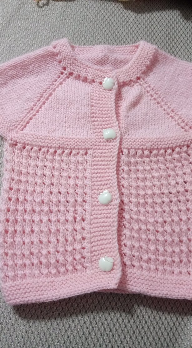 Kız Çocuk Pembe Kısa Kollu Örgü Hırka - Görsel 2