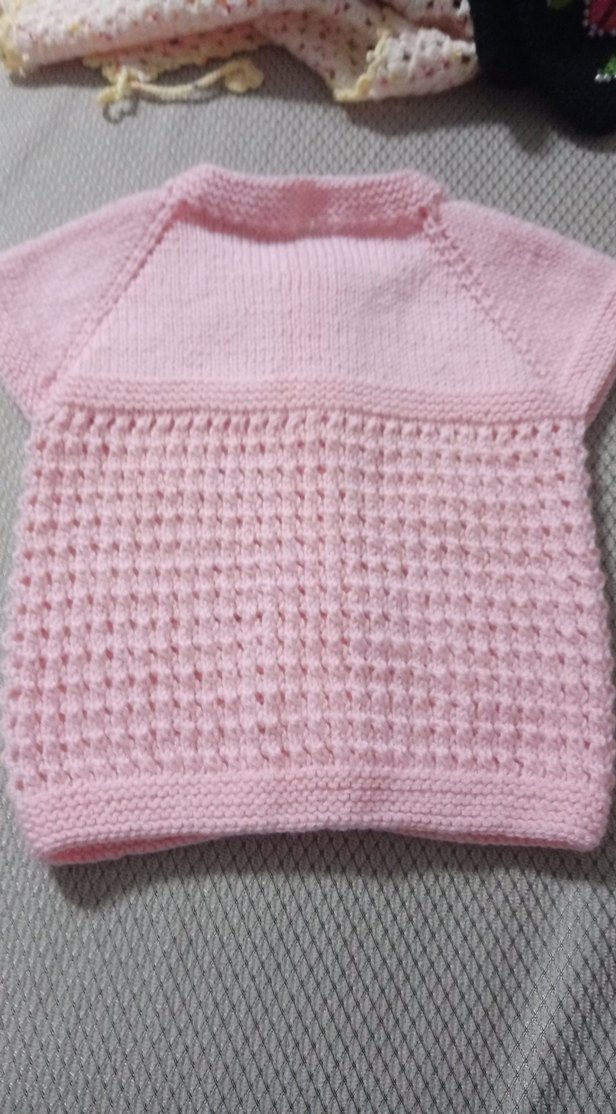 Kız Çocuk Pembe Kısa Kollu Örgü Hırka - Görsel 3