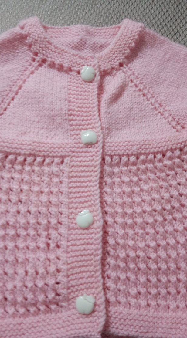 Kız Çocuk Pembe Kısa Kollu Örgü Hırka - Görsel 5