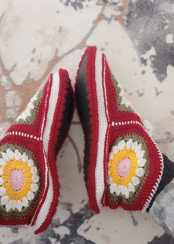 Renkli  Örgü Kadın patik - Görsel 3