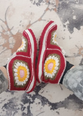 Renkli  Örgü Kadın patik - Görsel 4