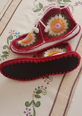 Renkli  Örgü Kadın patik - Görsel 6