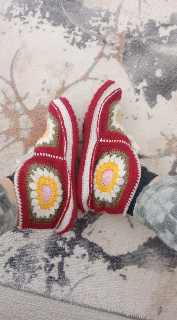 Renkli  Örgü Kadın patik - Görsel 4