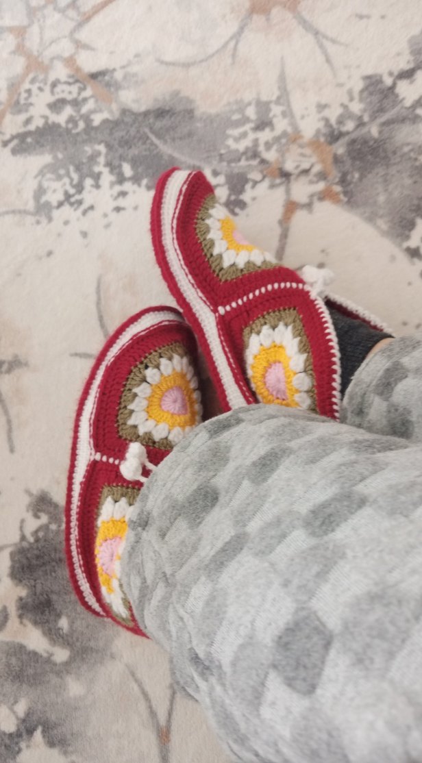 Renkli  Örgü Kadın patik - Görsel 5