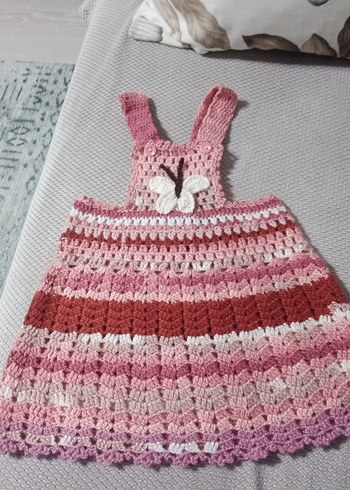 Kız Çocuk Örgü Askılı Elbise - Görsel 2