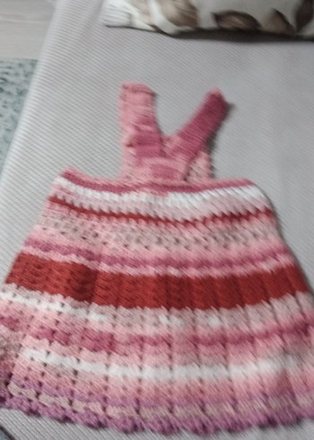 Kız Çocuk Örgü Askılı Elbise - Görsel 4