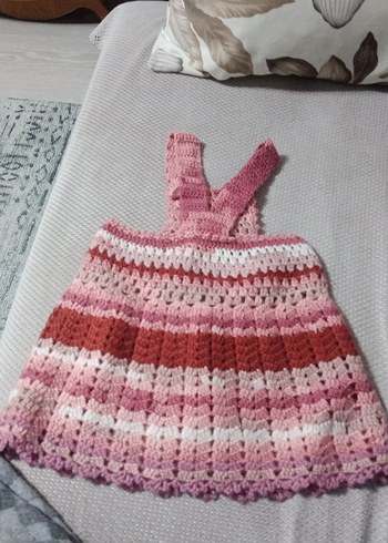 Kız Çocuk Örgü Askılı Elbise - Görsel 5