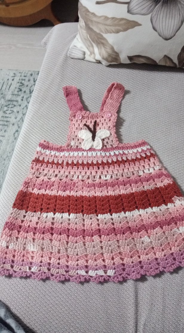 Kız Çocuk Örgü Askılı Elbise - Görsel 2