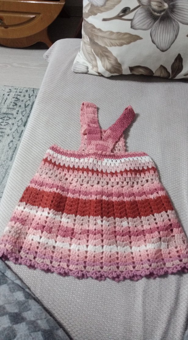 Kız Çocuk Örgü Askılı Elbise - Görsel 5