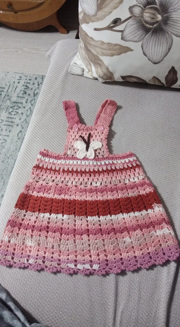 Kız Çocuk Örgü Askılı Elbise - Görsel 3