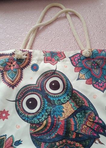 Renkli Bohem Baykuş Desenli Plaj Çantası - Görsel 2