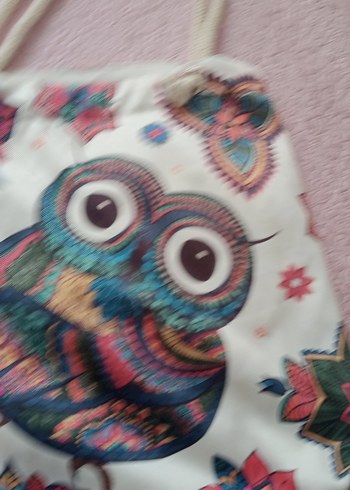 Renkli Bohem Baykuş Desenli Plaj Çantası - Görsel 5