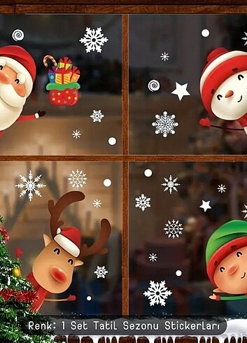 Noel Penceresi Süsleri Çıkartmaları / Yılbaşı Süsleri / Noel Süs