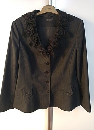 Yakası Örme çıkarılıp takılabilir düğmeli blazer