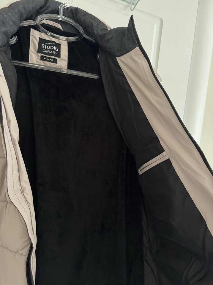 Bej renk Fermuarlı Erkek Midi Mont - Görsel 3