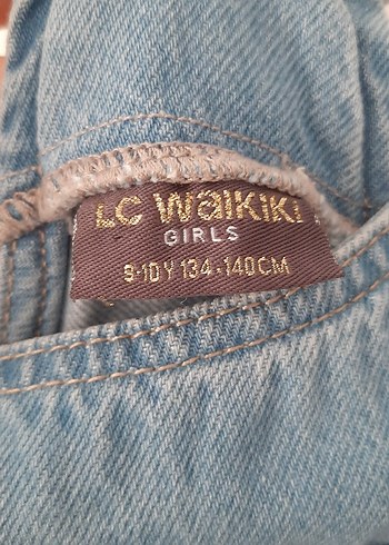 #lcw Kız çocuk Renkli Payetli Kot Salopet elbise. - Görsel 3