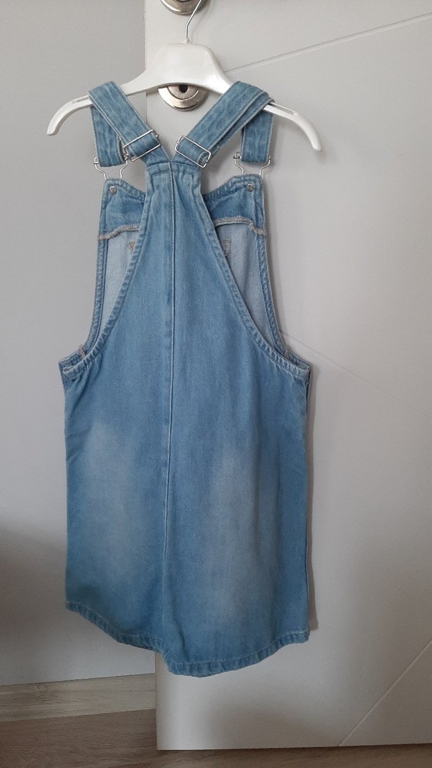 #lcw Kız çocuk Renkli Payetli Kot Salopet elbise. - Görsel 2