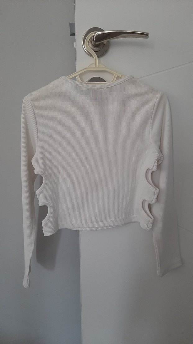 #koton Uzun Kollu Beyaz Crop Bluz. - Görsel 2