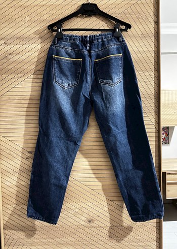 Kadın Payetli Lacivert Bol Kesim Denim Pantolon - Görsel 3