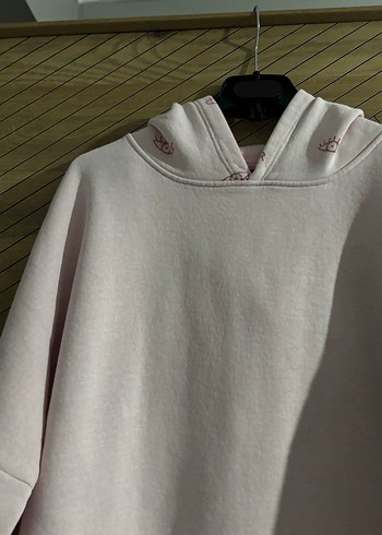 Kadın pembe Kapüşonlu Rahat Sweatshirt - Görsel 2