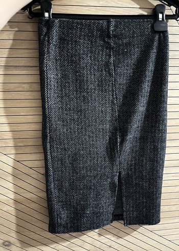 Gri Midi Triko Kadın Kalem Etek - Görsel 3