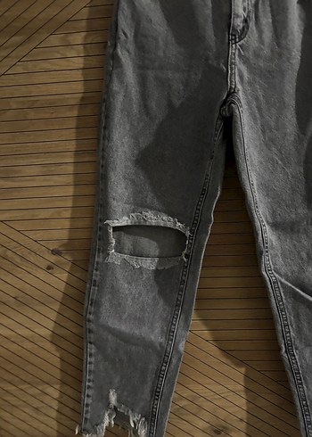 Gri Bol Kesim Kadın Midi Jean - Görsel 3