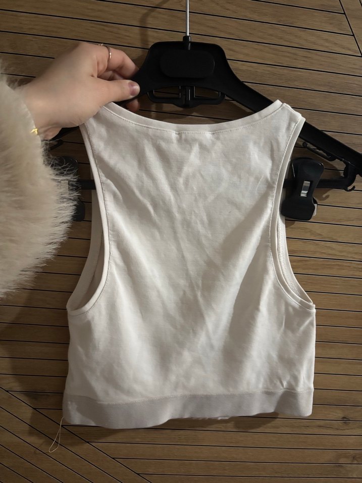 Beyaz Kolsuz Mini Pamuklu Atlet - Görsel 3