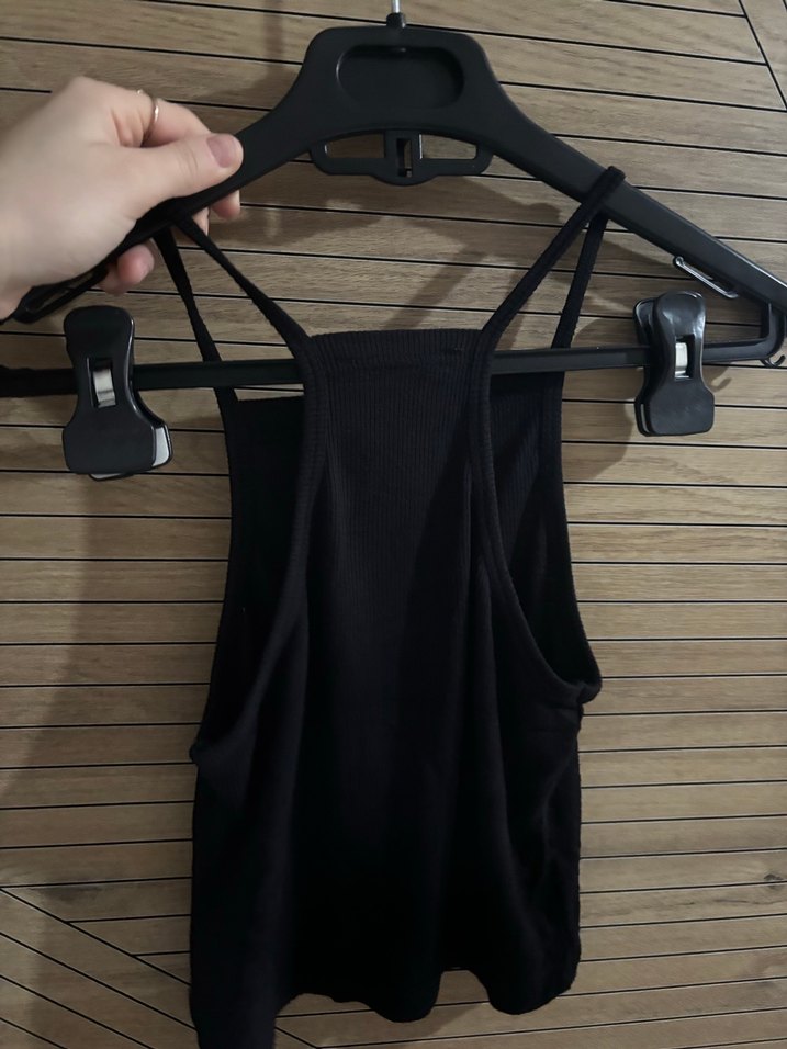 Siyah İnce Askılı Mini Atlet - Görsel 3