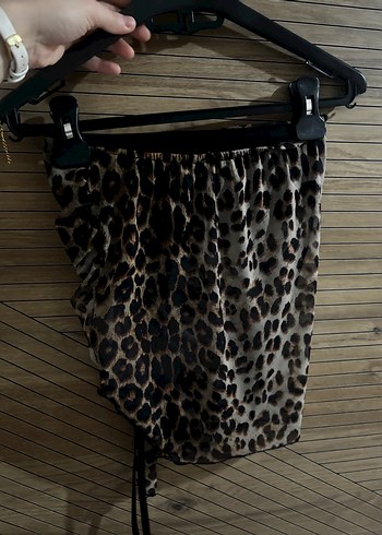 Kahverengi Leopar Desenli Drapeli Kadın üst - Görsel 3