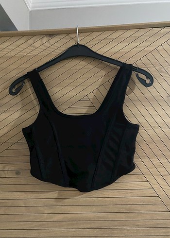 Siyah Mini Strappy Bustier