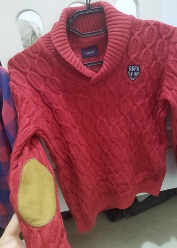 Kızıl Örgü Yün Uzun Kollu Salaş Kazak - Görsel 3