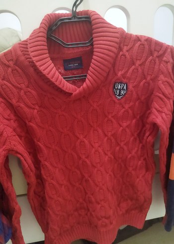 Kızıl Örgü Yün Uzun Kollu Salaş Kazak - Görsel 2